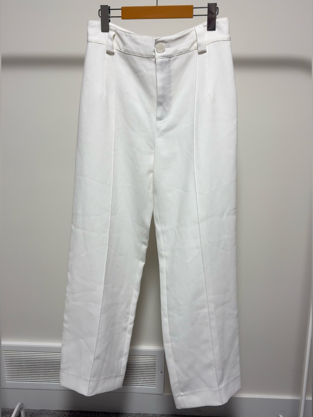 Zara White High-Waisted Wide-Leg Trouser Pants